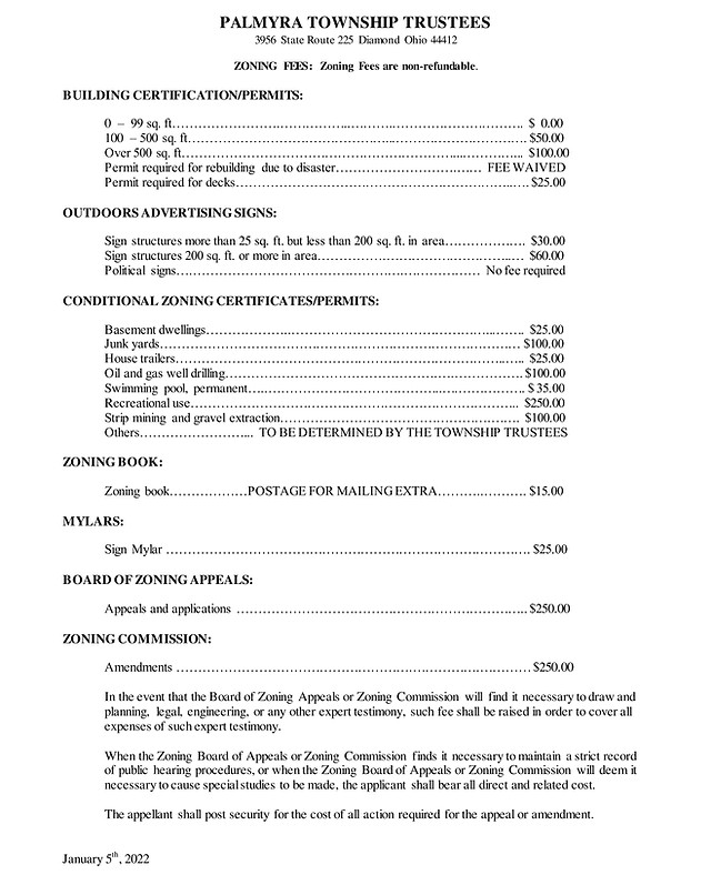 Zoning Department Palmyra Township Portage County Ohio